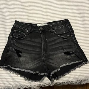 Black denim ripped shorts